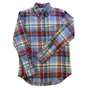 Ralph Lauren-Men's Multi Color Plaid Shirt-Long Sleeve-Button Down Collar-Cotton